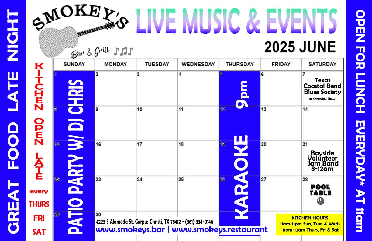 Live Music everyday in Corpus Christi at Smokey's Bar & Grill